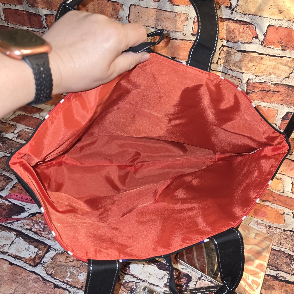 Striped Red and Black Tote Bag - Picture 3 of 7
